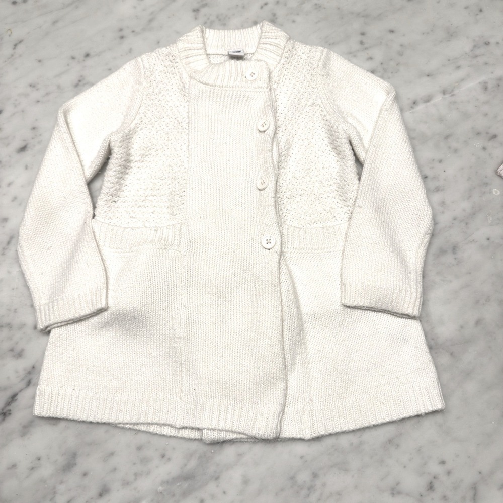 Janie and Jack Cream Knit Button Front Cardigan Sweater Girls Size 4